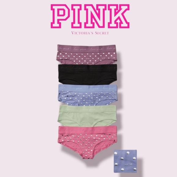 PINK Victori's Secret 5-PACK LOGO HIPSTER Panties Size XL - Picture 1 of 4
